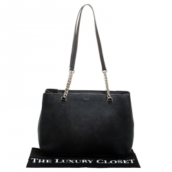 Pre Owned Dkny Black Leather Chain Tote
