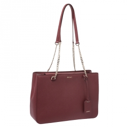 Pre Owned Dkny Maroon Leather Chain Tote