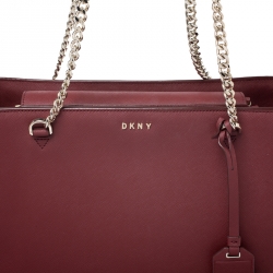 Pre Owned Dkny Maroon Leather Chain Tote