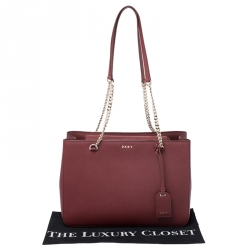Pre Owned Dkny Maroon Leather Chain Tote