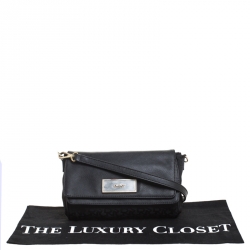 Pre Owned DKNY Black Canvas and Leather Flap Crossbody Bag