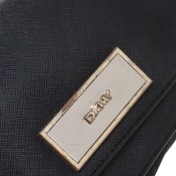 Pre Owned DKNY Black Canvas and Leather Flap Crossbody Bag