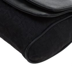 Pre Owned DKNY Black Canvas and Leather Flap Crossbody Bag