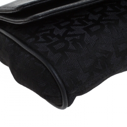 Pre Owned DKNY Black Canvas and Leather Flap Crossbody Bag