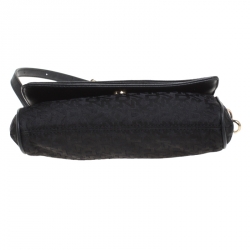 Pre Owned DKNY Black Canvas and Leather Flap Crossbody Bag