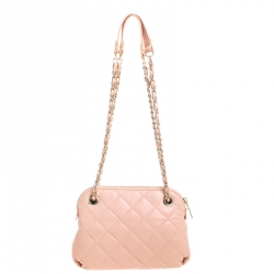 Pre Owned Dkny Soft Pink Quilted Nappa Leather Crossbody Bag