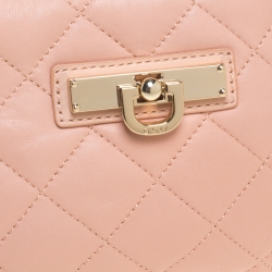 Pre Owned Dkny Soft Pink Quilted Nappa Leather Crossbody Bag