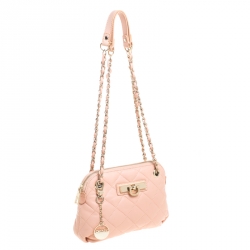 Pre Owned Dkny Soft Pink Quilted Nappa Leather Crossbody Bag