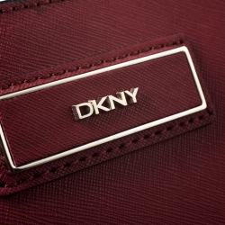 Pre Owned DKNY Magenta Saffiano Leather Large Side Zipper Tote 