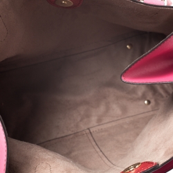 Pre Owned DKNY Magenta Saffiano Leather Large Side Zipper Tote 