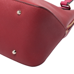 Pre Owned DKNY Magenta Saffiano Leather Large Side Zipper Tote 