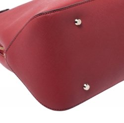 Pre Owned DKNY Magenta Saffiano Leather Large Side Zipper Tote 