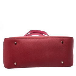 Pre Owned DKNY Magenta Saffiano Leather Large Side Zipper Tote 