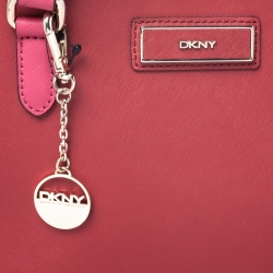 Pre Owned DKNY Magenta Saffiano Leather Large Side Zipper Tote 