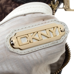 Pre Owned DKNY Brown Signature Fabric and Leather Hobo