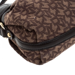 Pre Owned DKNY Brown Signature Fabric and Leather Hobo