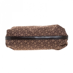 Pre Owned DKNY Brown Signature Fabric and Leather Hobo