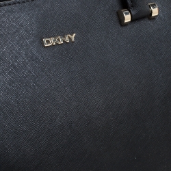 Pre Owned DKNY Black Leather Dona Karan Zip Tote