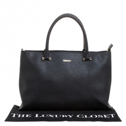 Pre Owned DKNY Black Leather Dona Karan Zip Tote