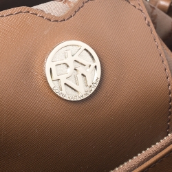 Pre Owned DKNY Beige/Tan Signature Canvas and Leather Tote