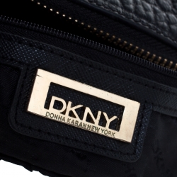 Pre Owned DKNY Black Grained Leather Padlock Chain Shoulder Bag