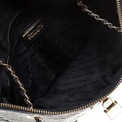 Pre Owned DKNY Black Grained Leather Padlock Chain Shoulder Bag