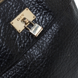 Pre Owned DKNY Black Grained Leather Padlock Chain Shoulder Bag