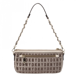 Pre Owned DKNY Beige/Brown Monogram Canvas Pochette