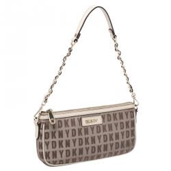 Pre Owned DKNY Beige/Brown Monogram Canvas Pochette