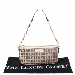 Pre Owned DKNY Beige/Brown Monogram Canvas Pochette