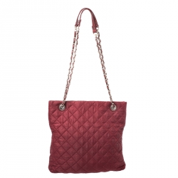 Pre Owned DKNY Red Quilted Nylon Shoulder Bag