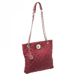 Pre Owned DKNY Red Quilted Nylon Shoulder Bag
