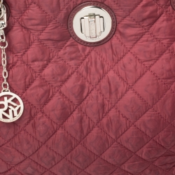 Pre Owned DKNY Red Quilted Nylon Shoulder Bag