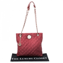 Pre Owned DKNY Red Quilted Nylon Shoulder Bag