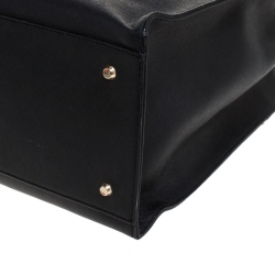 Pre Owned DKNY Black Leather Double Zip Convertible Tote