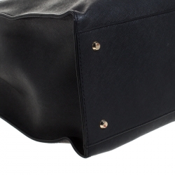 Pre Owned DKNY Black Leather Double Zip Convertible Tote