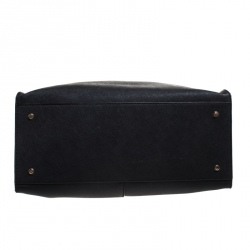 Pre Owned DKNY Black Leather Double Zip Convertible Tote