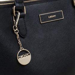 Pre Owned DKNY Black Leather Double Zip Convertible Tote