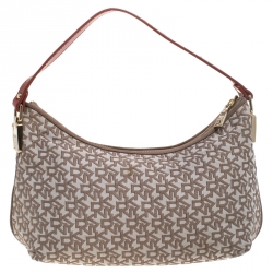 Pre Owned حقيبة DKNY كانفاس بيج/أحمر بالشعار صغيرة