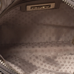 Pre Owned Dkny Dark Grey Quilted Leather Zip Chain Shoulder Bag