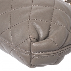 Pre Owned Dkny Dark Grey Quilted Leather Zip Chain Shoulder Bag