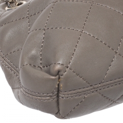 Pre Owned Dkny Dark Grey Quilted Leather Zip Chain Shoulder Bag