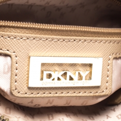 Pre Owned Dkny Dark Grey Quilted Leather Zip Chain Shoulder Bag