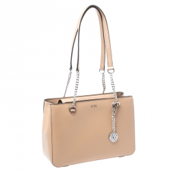 Pre Owned Dkny Beige Leather Medium Bryant Park Shopper Tote