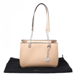 Pre Owned Dkny Beige Leather Medium Bryant Park Shopper Tote