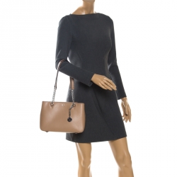 Pre Owned Dkny Beige Leather Medium Bryant Park Shopper Tote