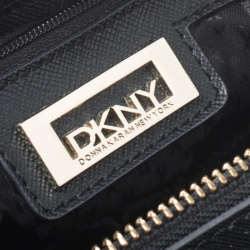 Pre Owned Dkny Black Leather Metal Tote