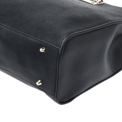 Pre Owned Dkny Black Leather Metal Tote