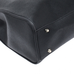 Pre Owned Dkny Black Leather Metal Tote