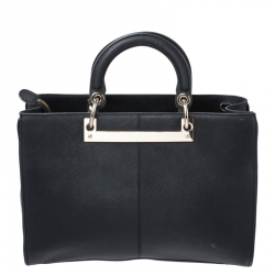 Pre Owned Dkny Black Leather Metal Tote
